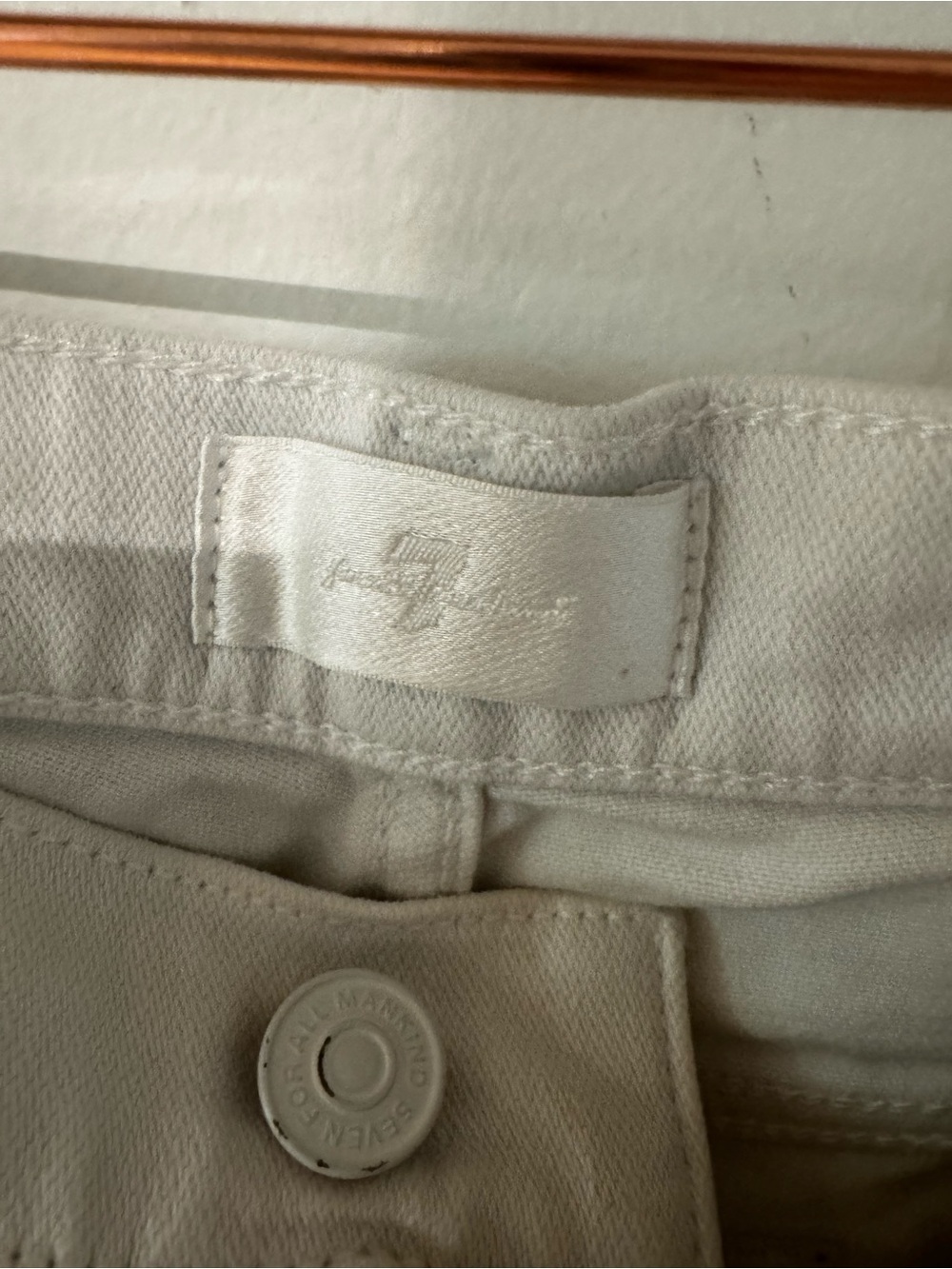 7 for All Mankind Women's White Denim Rolled-Hem Shorts - Picture 2 of 4